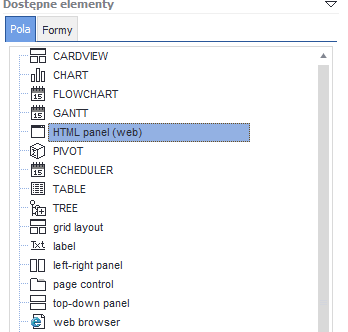 Wygląd kontorlki HTMLPanel