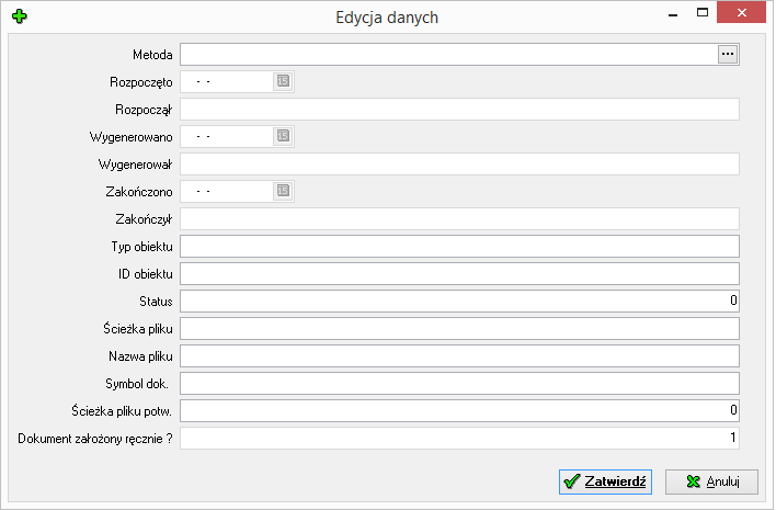 Edycja nagłówka dokumentu wymiany