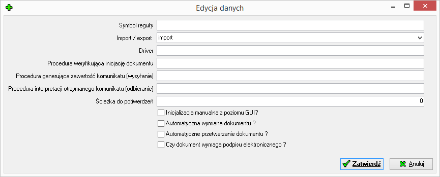 Edycja reguły wymiany dokumentów elektronicznych